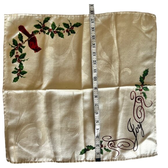 St. Nicholaus Square Christmas Tablecloth & 8 Napkins Set Cardinals Script Cream - Picture 13 of 16